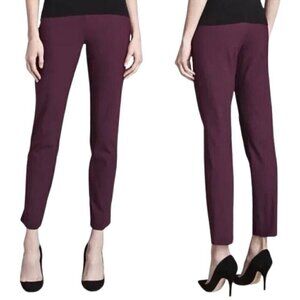 Theory Rayla Deep Plum Purple Stretch Cotton Skinny Ankle Pants Sz 6-Made in USA